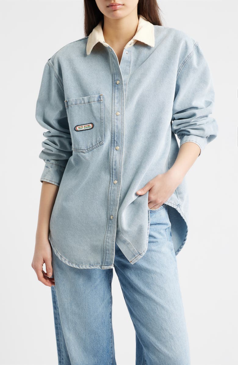 Rip Curl Surf Side Relaxed Fit Denim Shirt Jacket, Alternate, color, Washed Blue