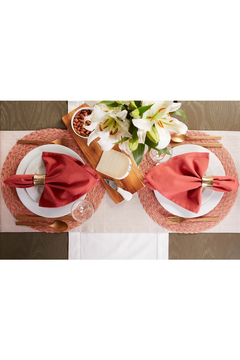 Variegated Round Woven Placemat Set/6, Alternate, color, Red