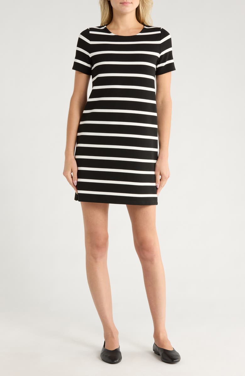 rag & bone Colette Stripe Short Sleeve Shift Dress, Main, color, Black White