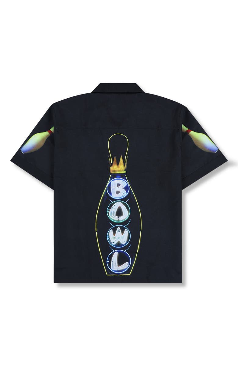 PLEASURES Time Bowling Camp Shirt, Alternate, color, Black