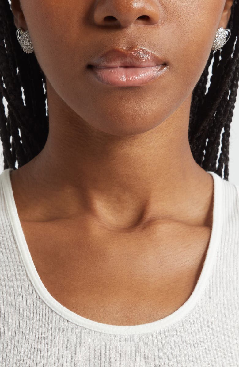 Justine Clenquet Siam Crystal Heart Earrings, Alternate, color, Palladium