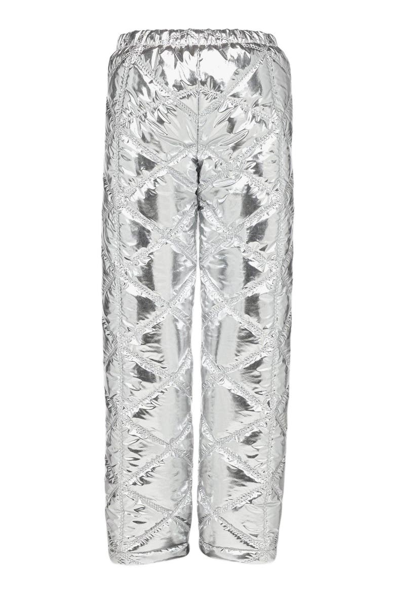 Après-Ski Quilted Pants in Metallic Polyester, Alternate, color, SILVER