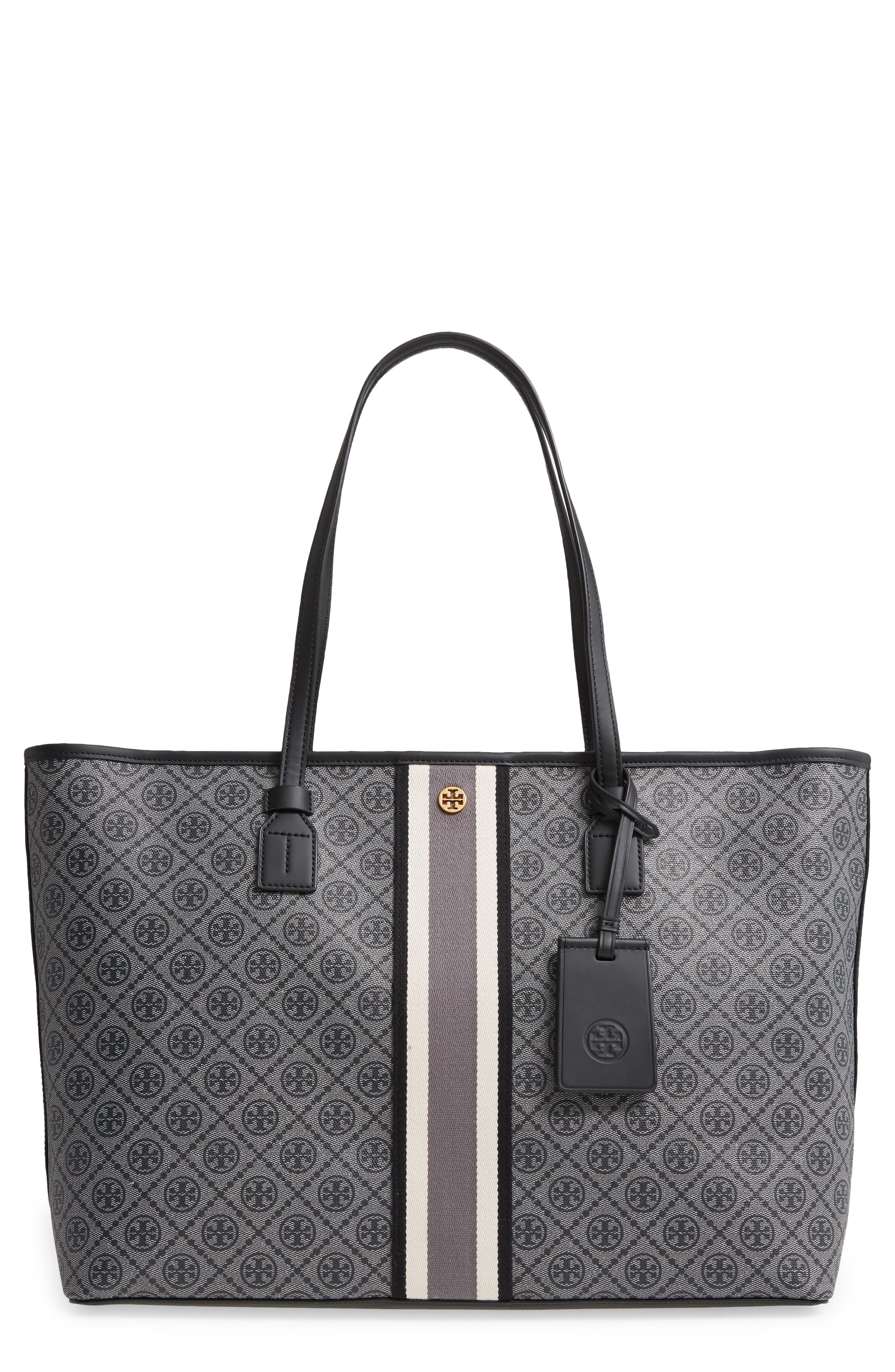 Tory Burch T Monogram Coated Canvas Tote, Main, color, 