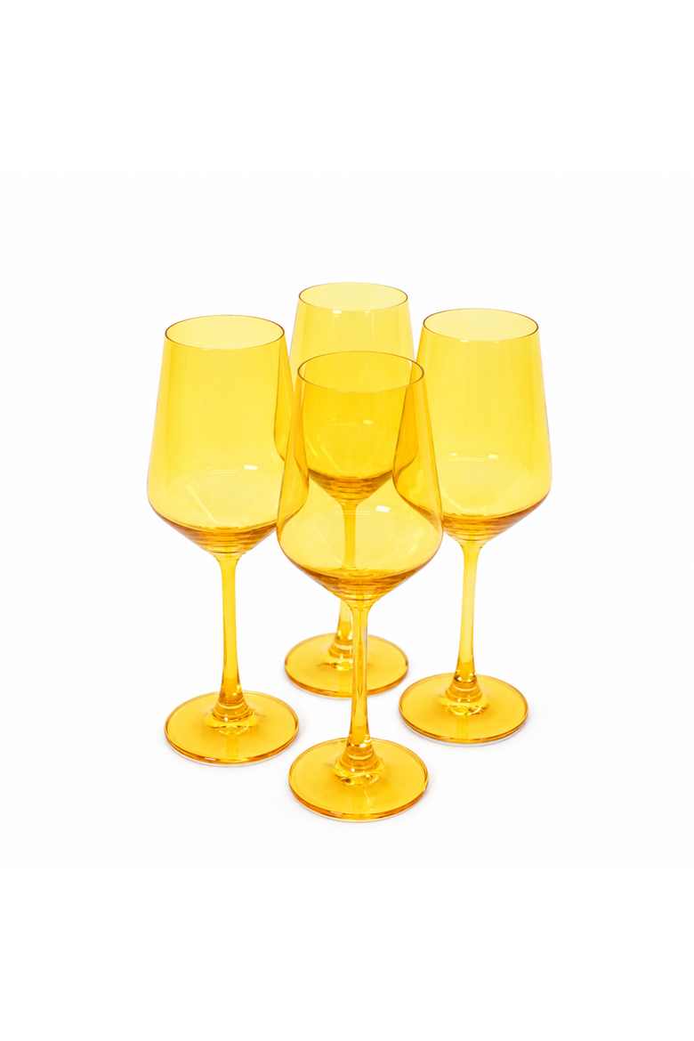 Stemmed Wine Glass - Set of 4, Main, color, Sunshine Yellow