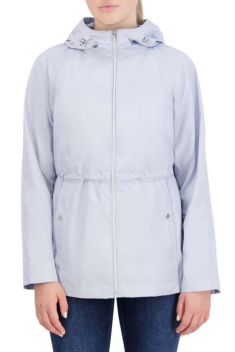Travel Packable Hooded Rain Jacket, Main, color, MIST