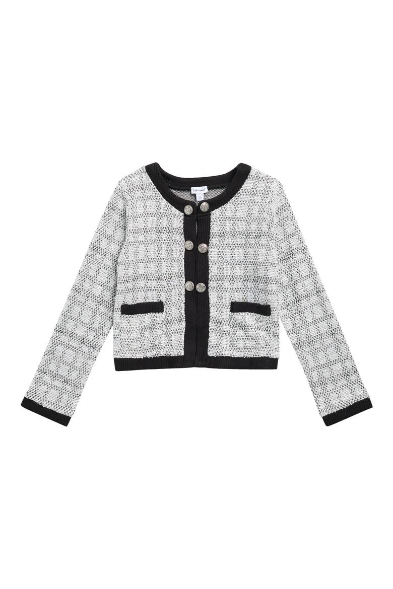 Kids' Tweed Lady Jacket, Main, color, BLACK PLAID