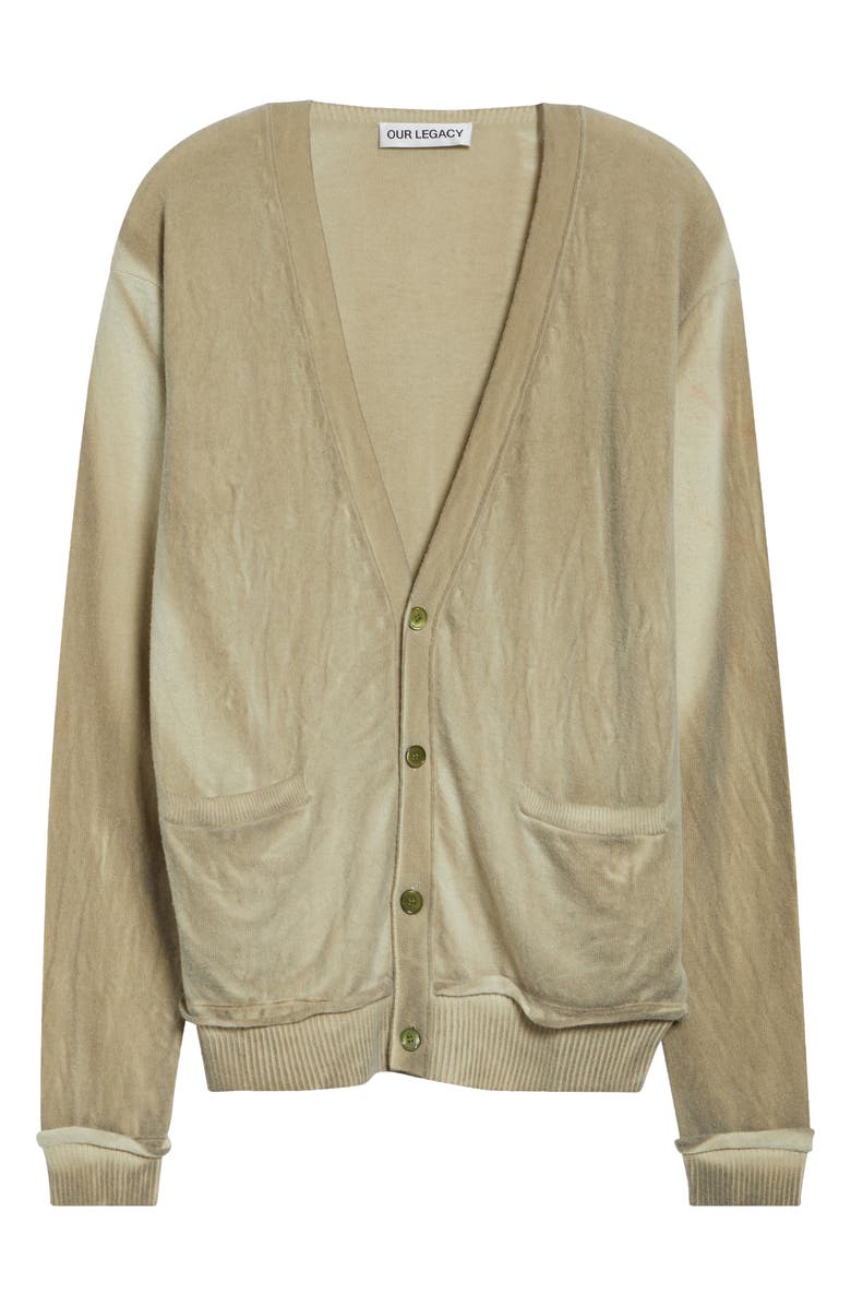 OUR LEGACY Parallel Merino Wool Cardigan, Main, color, Moss Spray Dye Cherub Wool