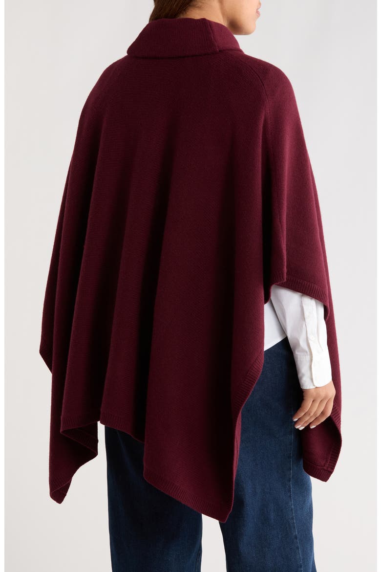 Buckle Collar Sweater Poncho, Alternate, color, DARK GARNET
