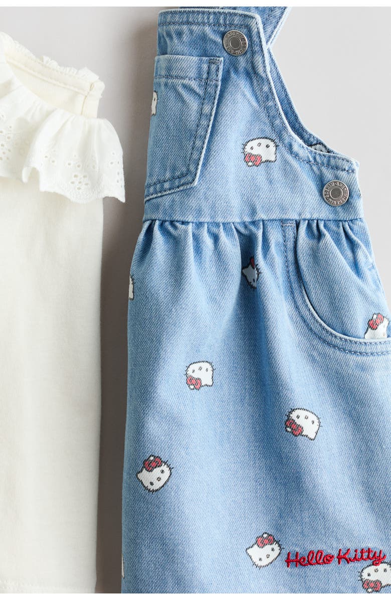 H&M 2-piece Dungaree Dress And Top Set, Alternate, color, 