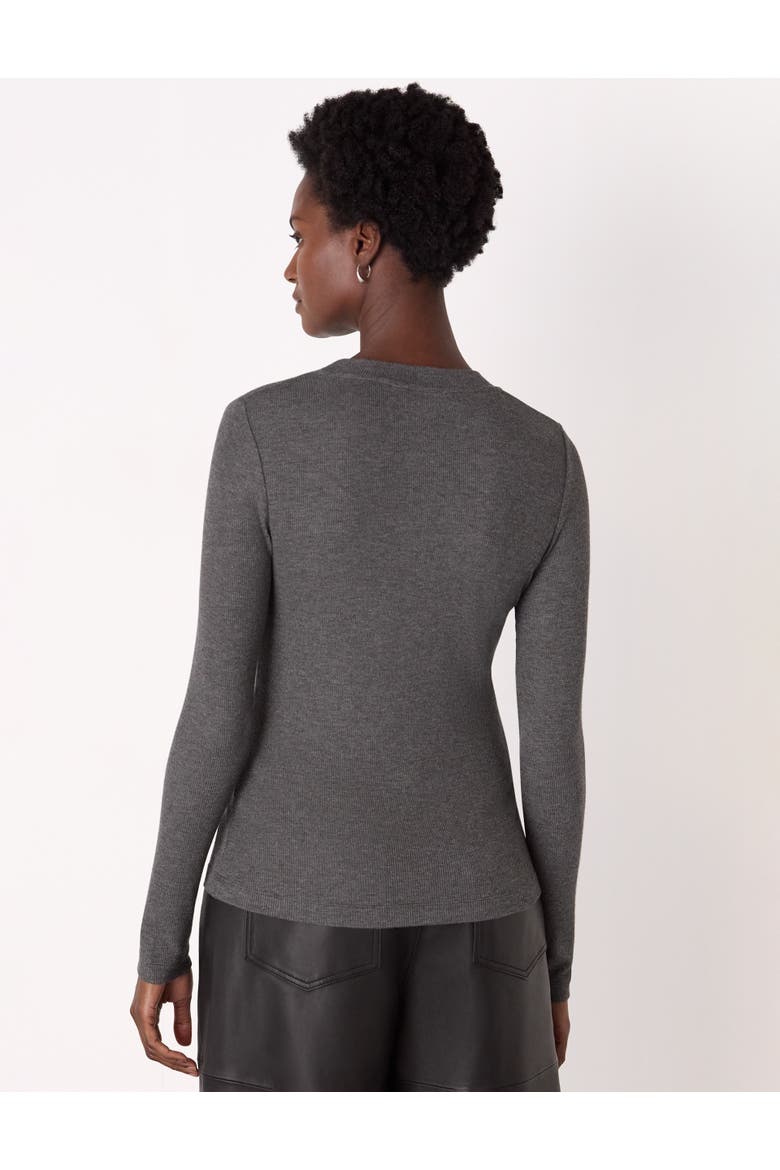 Essential Ribbed Crew Long Sleeve Top, Alternate, color, Dark Grey