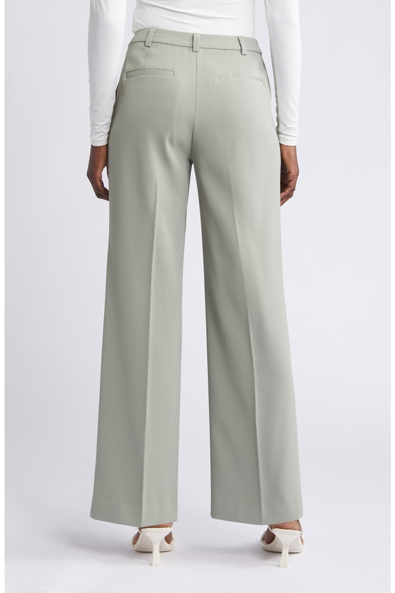 Pleated Mid Rise Trousers, Alternate, color, GREEN HALO