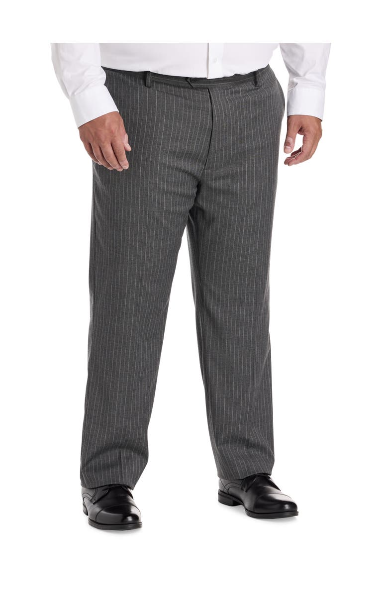 Oak Hill by DXL Big & Tall  Waist Relaxer Pinstripe Suit Pants, Main, color, Grey