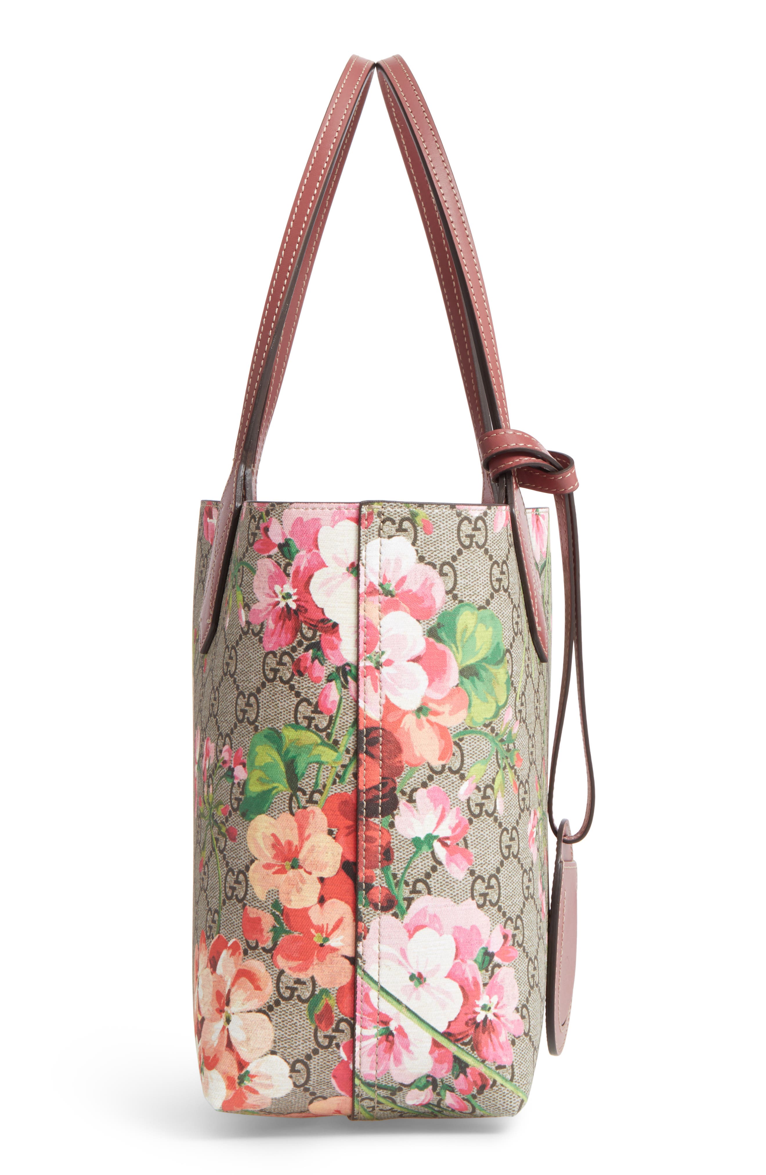 Gucci Small GG Blooms Reversible Canvas & Leather Tote, Alternate, color, 
