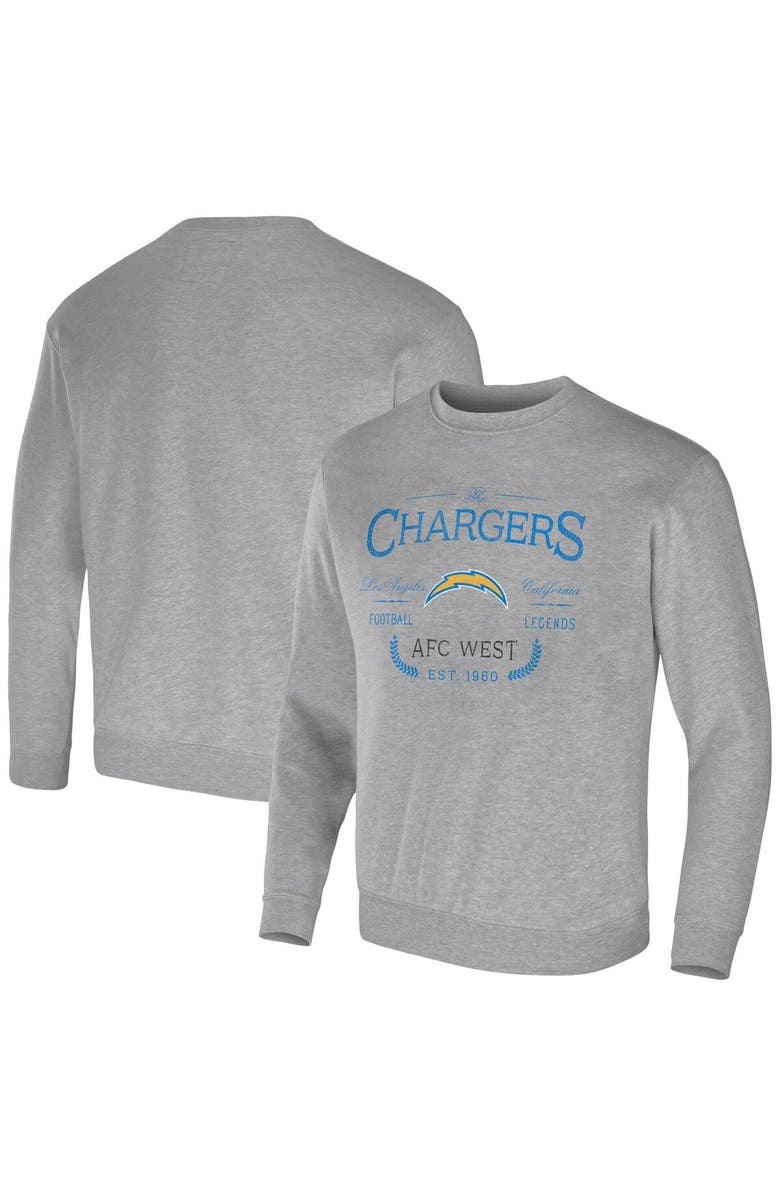 NFL X DARIUS RUCKER Men's NFL x Darius Rucker Collection by Fanatics Heather Gray Los Angeles Chargers Pullover Sweatshirt, Main, color, Heather Gray