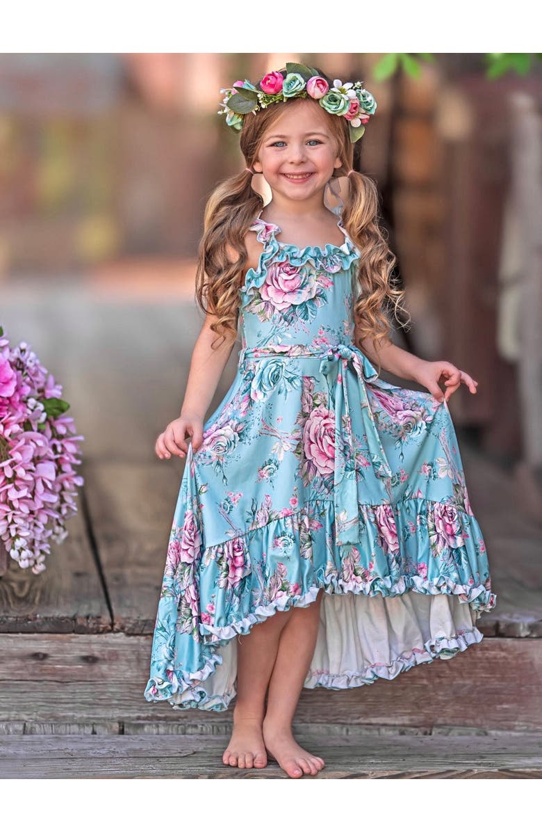 Mia Belle Girls Girls Secret Garden Rose Hi-Lo Ruffle Dress, Alternate, color, 