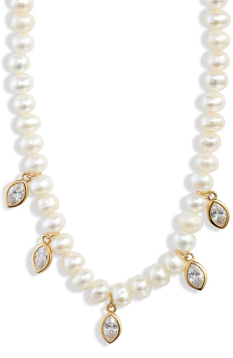 Nordstrom Marquise Drops Freshwater Pearl Collar Necklace, Main, color, 