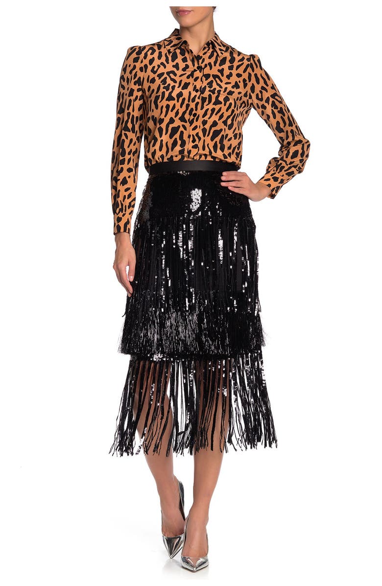 Diane von Furstenberg Jacki Sequin and Fringe Skirt, Main, color, 
