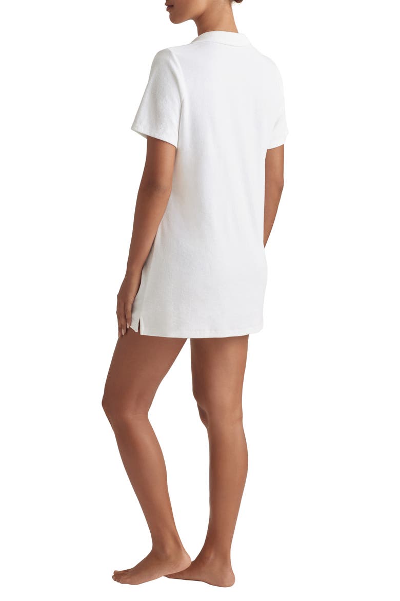 Organic Cotton French Terry Cover-Up Shirtdress, Alternate, color, WHITE