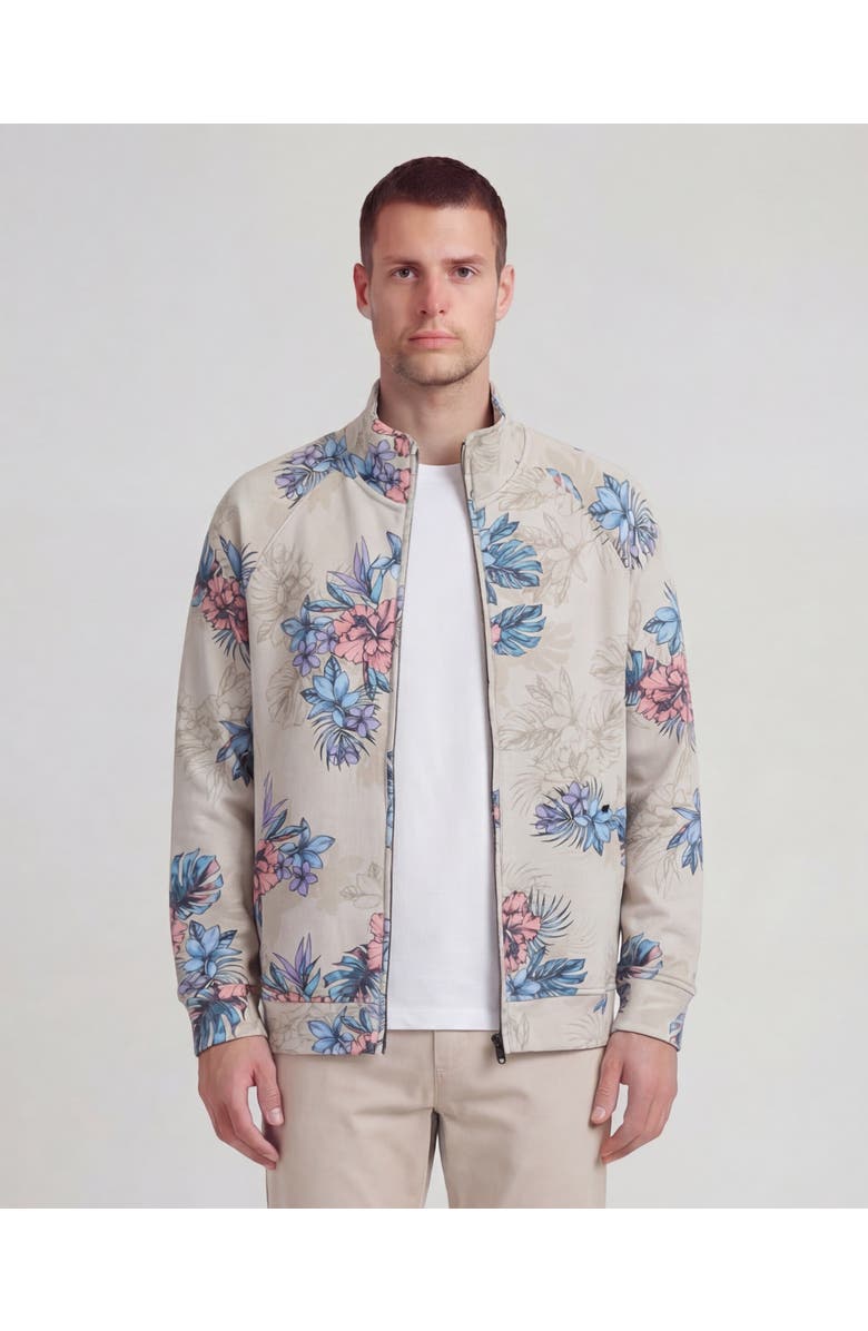 Lords of Harlech Exotic Floral Mens Printed Zip Jacket, Alternate, color, Exotic Floral Neutral