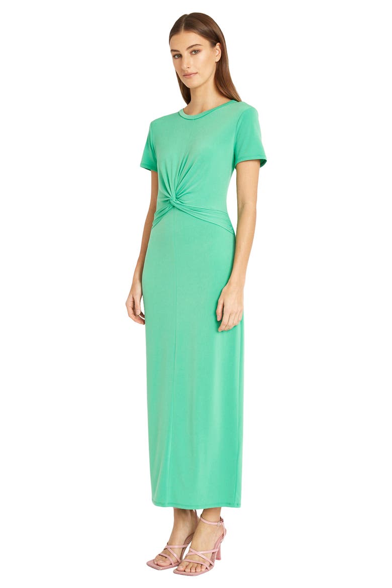 Twist Front Short Sleeve Maxi Dress, Alternate, color, MING GREEN