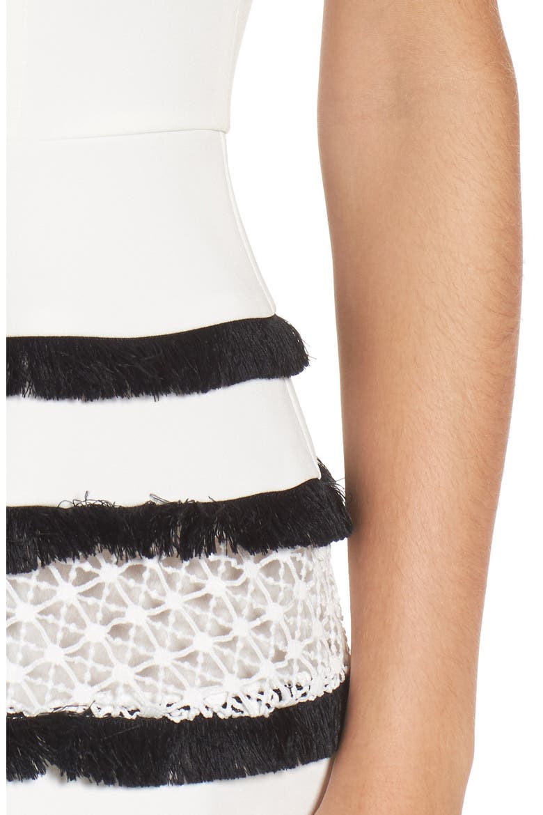 Stripe Fit & Flare Dress, Alternate, color, WHITE