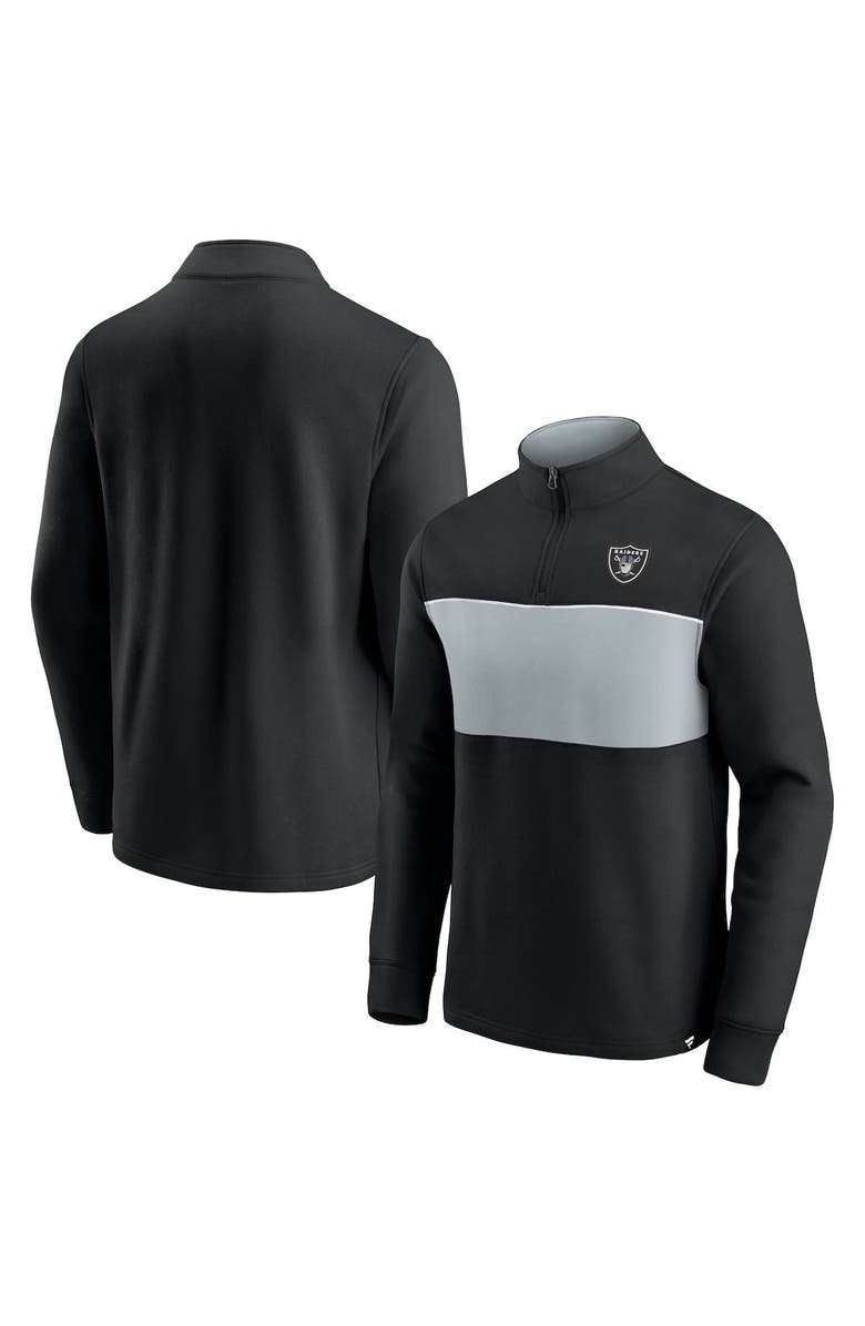 FANATICS Men's Fanatics Branded Black/Silver Las Vegas Raiders Block Party Quarter-Zip Jacket, Main, color, Black
