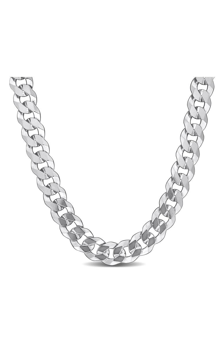 DELMAR Sterling Silver Bevel Curb Chain Necklace, Main, color, Silver