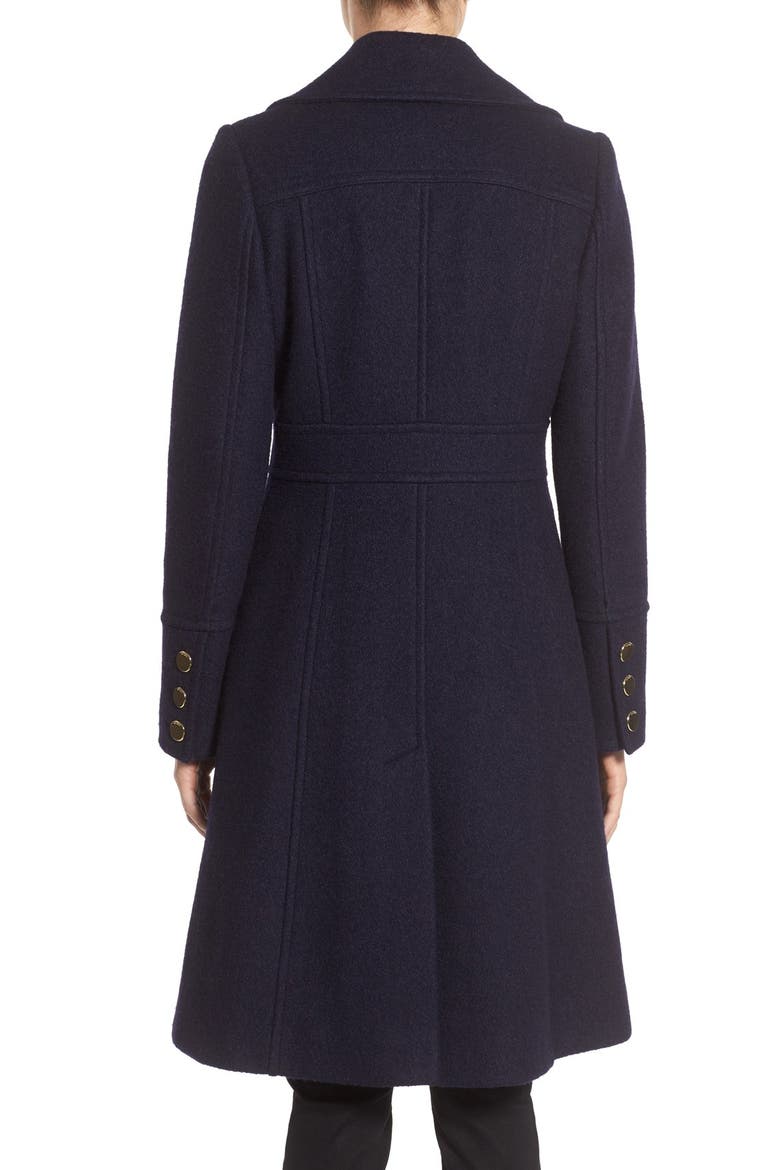 Fit & Flare Military Coat, Alternate, color, NAVY