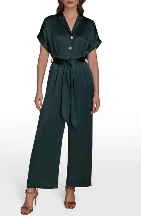 Tie Waist Satin Jumpsuit
