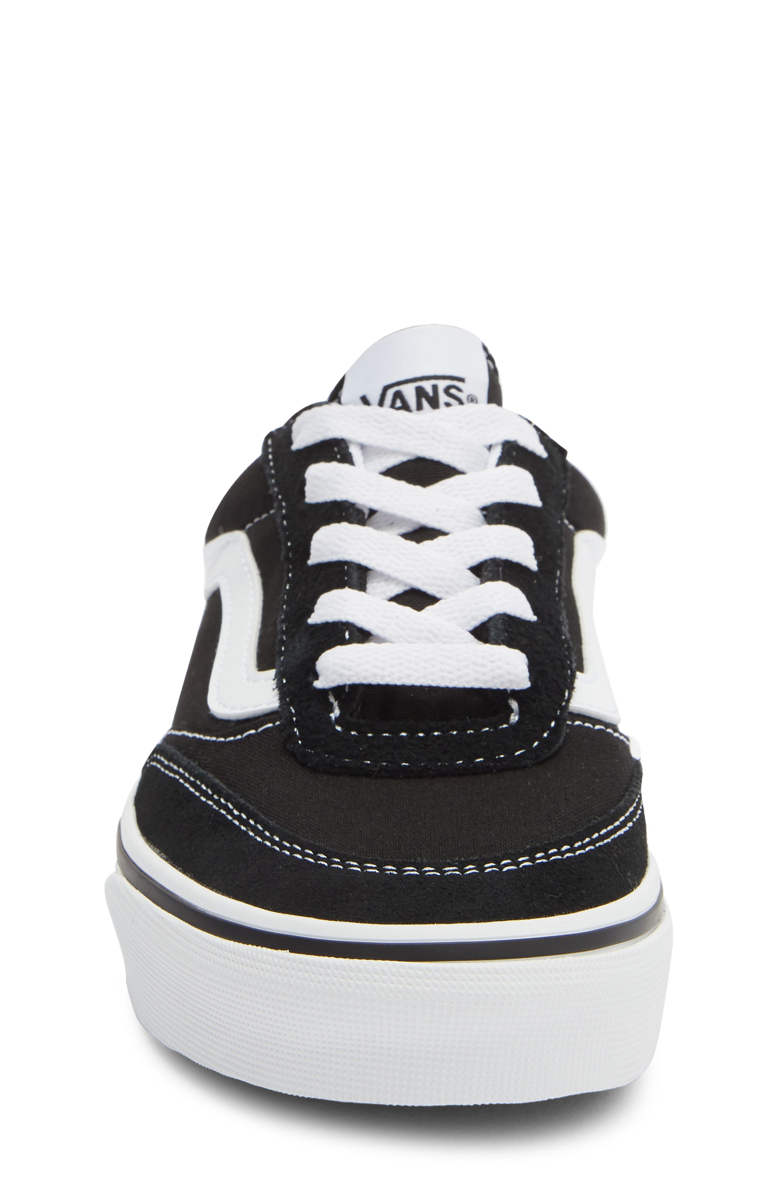 Kids' Brooklyn Leather Sneaker, Alternate, color, BLACK WHITE