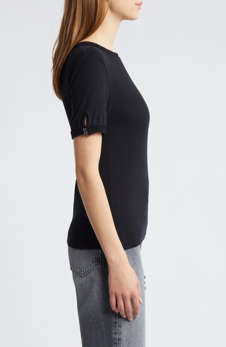 FRAME Crochet Trim Stretch Modal T-Shirt, Alternate, color,