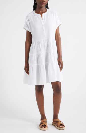 Caslon® Cotton Gauze Tiered Popover Dress