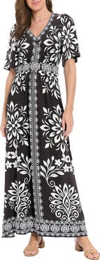 London Times Flutter Sleeve Maxi Dress