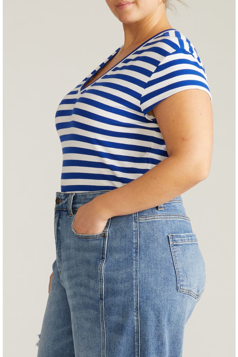 Ashley V-Neck T-Shirt, Alternate, color, HAMMERSMITH BLUE STRIPE