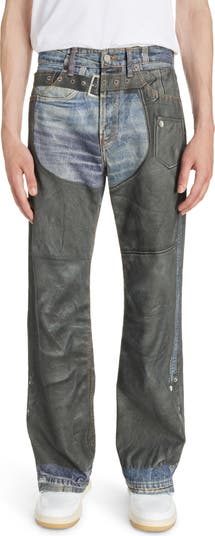 Trompe l'Oeil Faux Leather Chaps Jeans