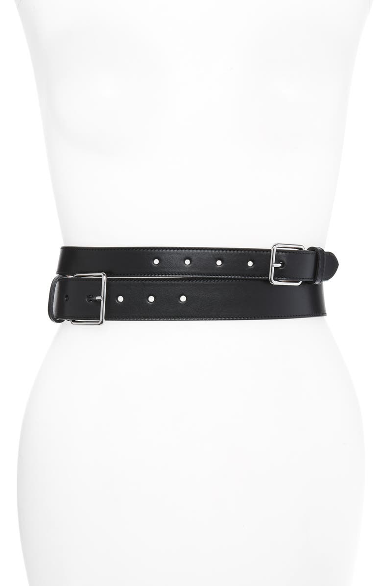 McQueen Alexander McQueen Double Long Calfskin Belt, Main, color,