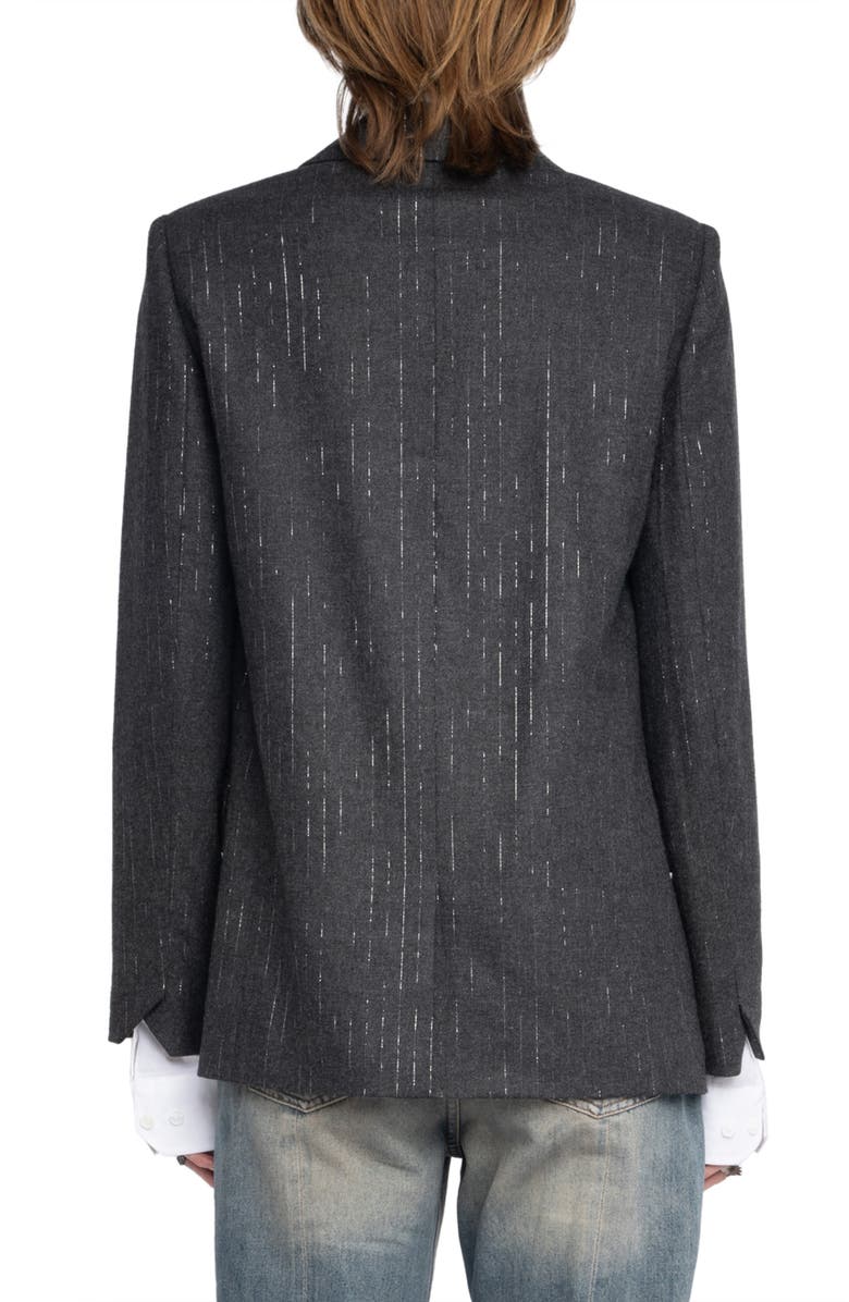 Zadig & Voltaire Vaska Metallic Stripe Double Breasted Blazer, Alternate, color, Anthracite