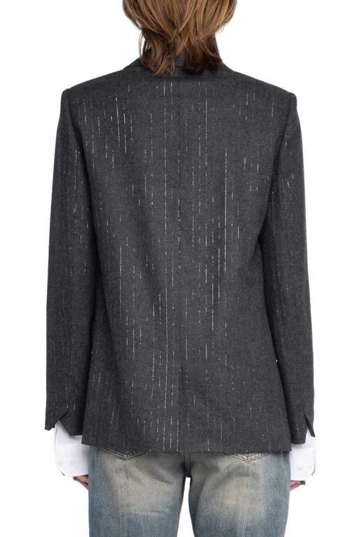Zadig & Voltaire Vaska Metallic Stripe Double Breasted Blazer In Gray