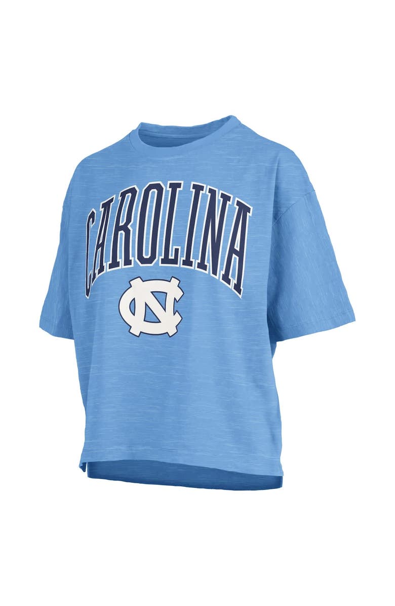 PRESSBOX Women's Pressbox Carolina Blue North Carolina Tar Heels Nelson Arch Over Logo Waist Length Oversized Slub T-Shirt, Alternate, color, Light Blue