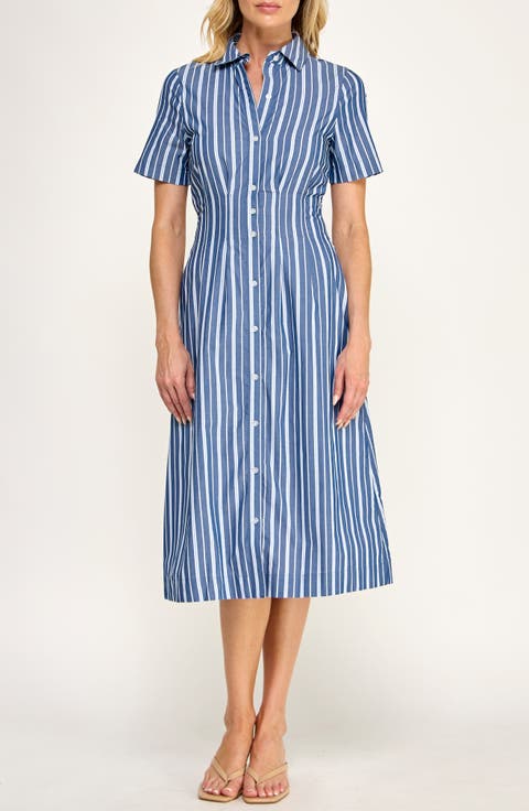 Seamed Cotton Shirtdress