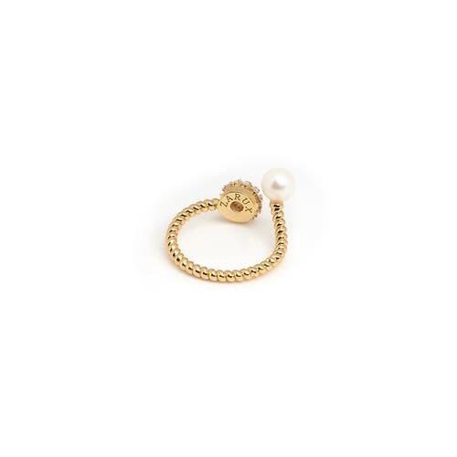 Zarux Pearl Rope Ring In Gold