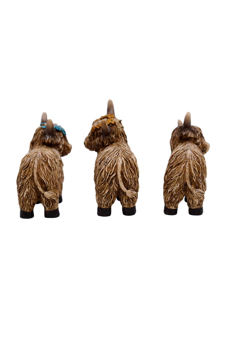 Resin Highland Cow Figurines Set of 12 Brown for Spring Home Decor, Alternate, color, Brown