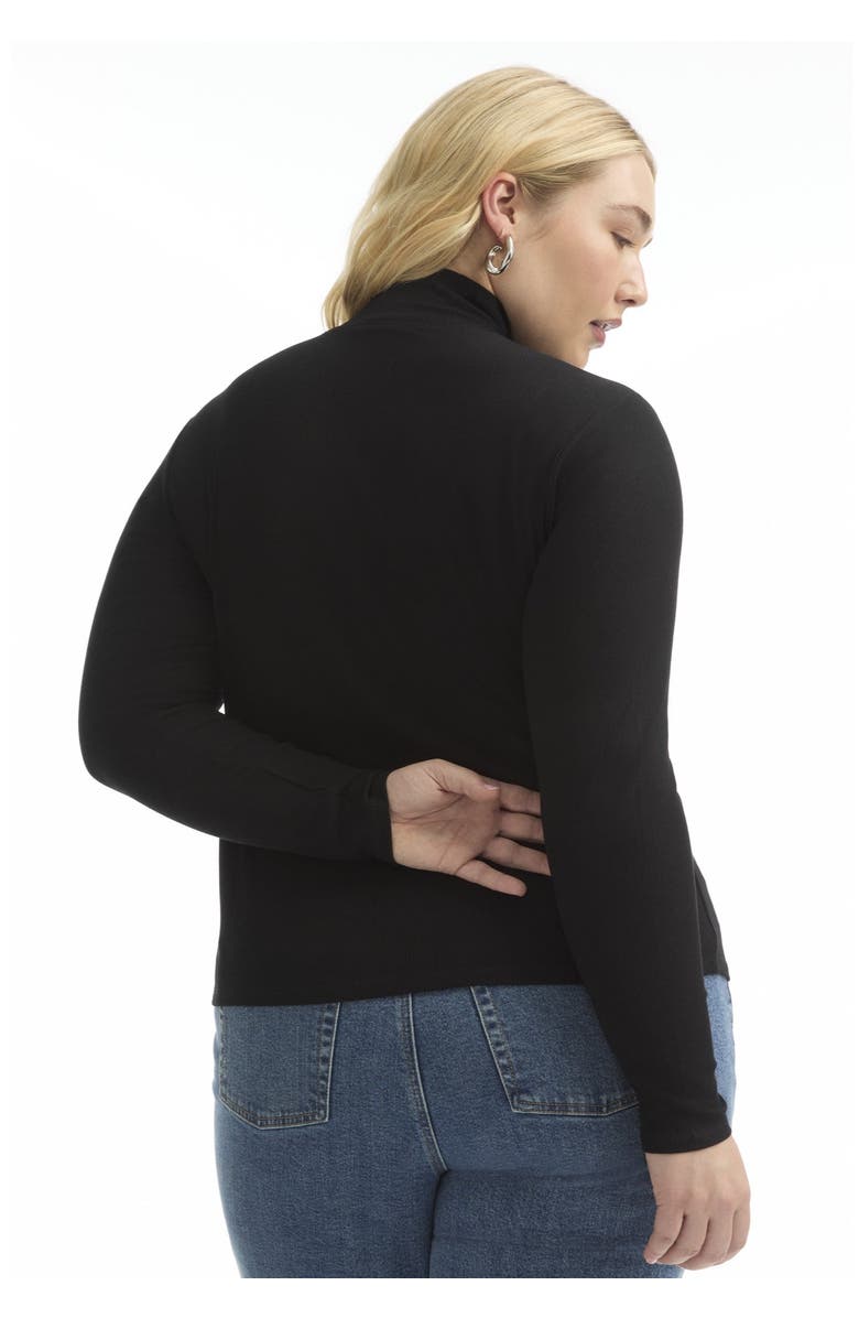 June + Vie Ribbed Mock Neck Top, Alternate, color, Black