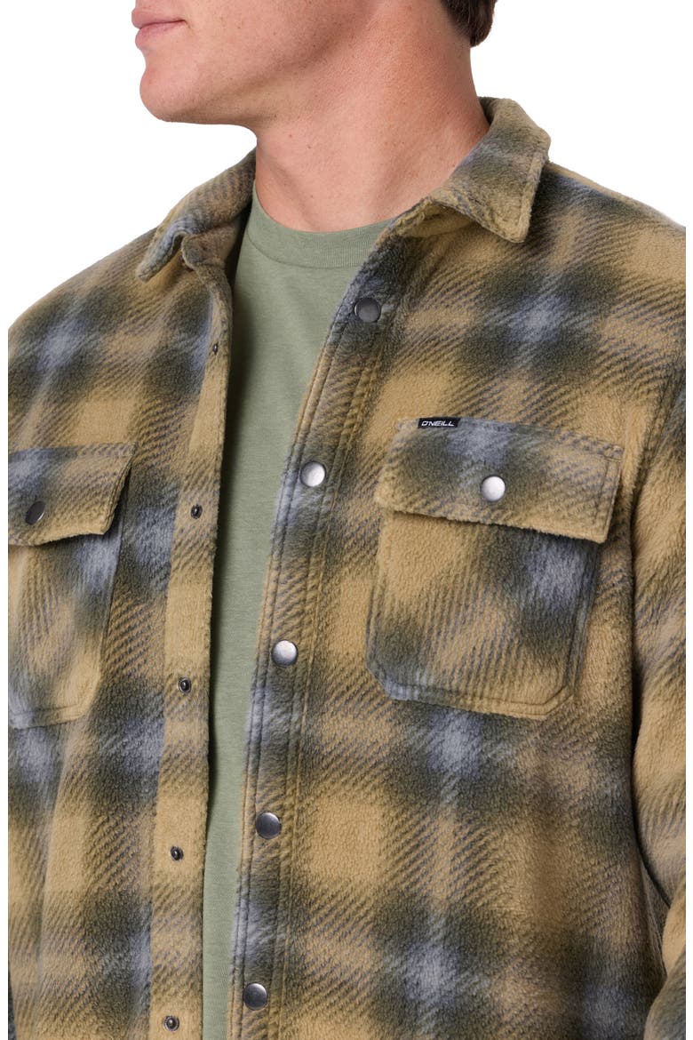 Glacier Plaid Superfleece Snap-Up Overshirt, Alternate, color, TWILL