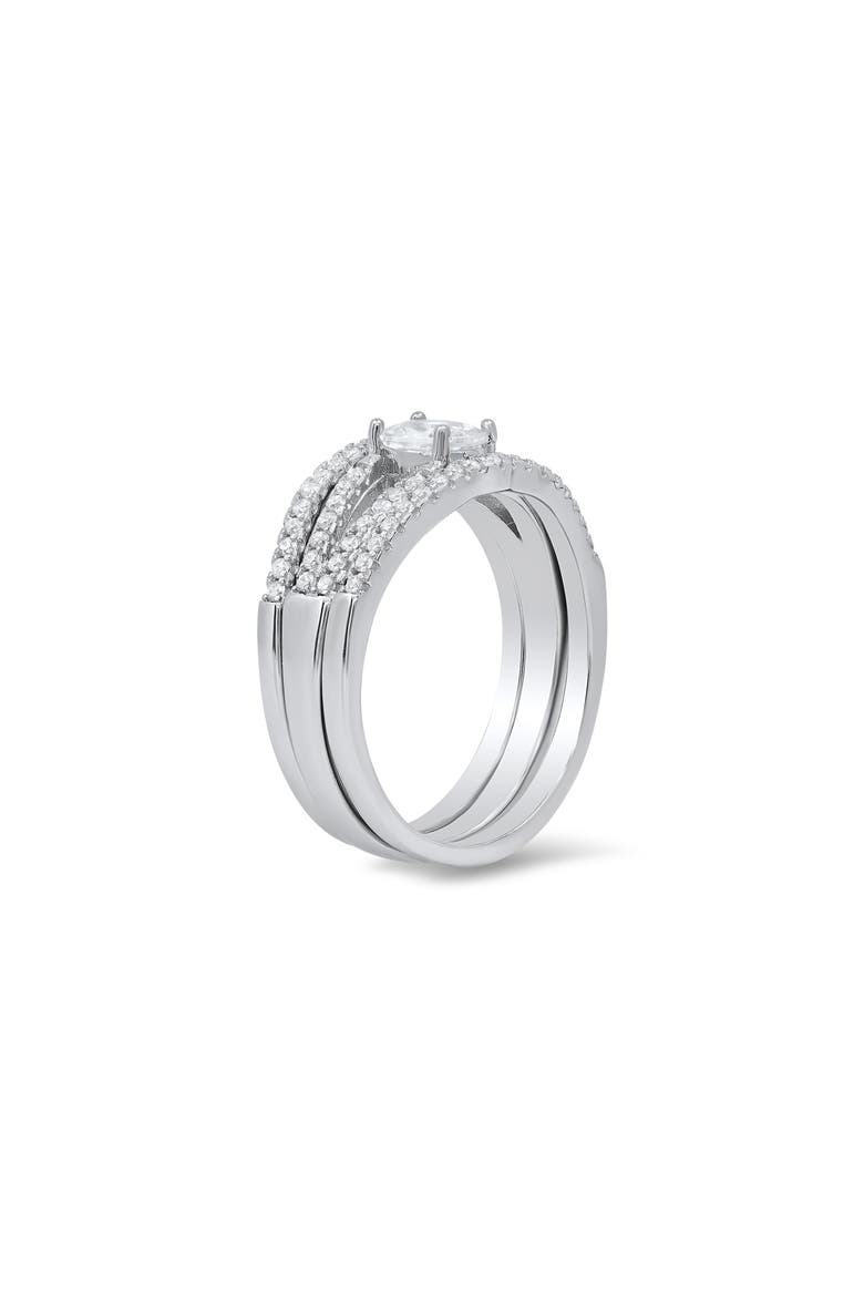 Sterling Silver 3-Piece Oval CZ Ring Set, Alternate, color, SILVER