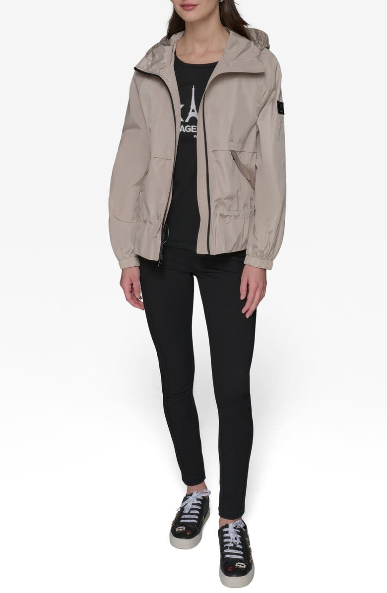 KARL LAGERFELD PARIS Hooded Windbreaker, Alternate, color, Sand