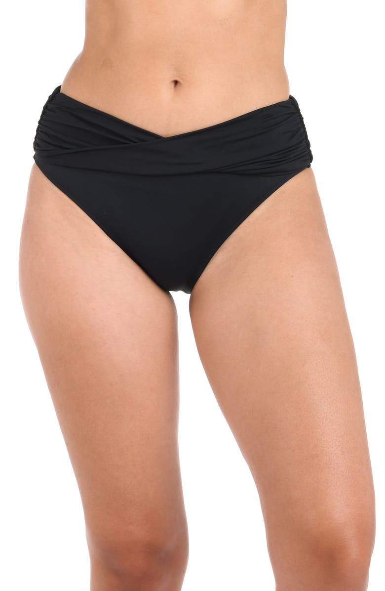La Blanca Island Goddess Twist Bikini Bottoms, Main, color, Black