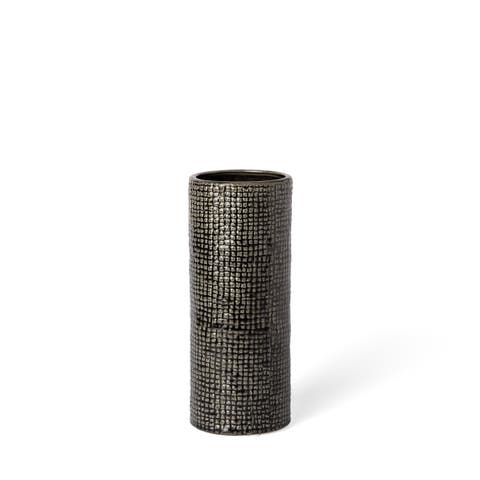 Kona II Medium Black and Gold Ceramic Vase