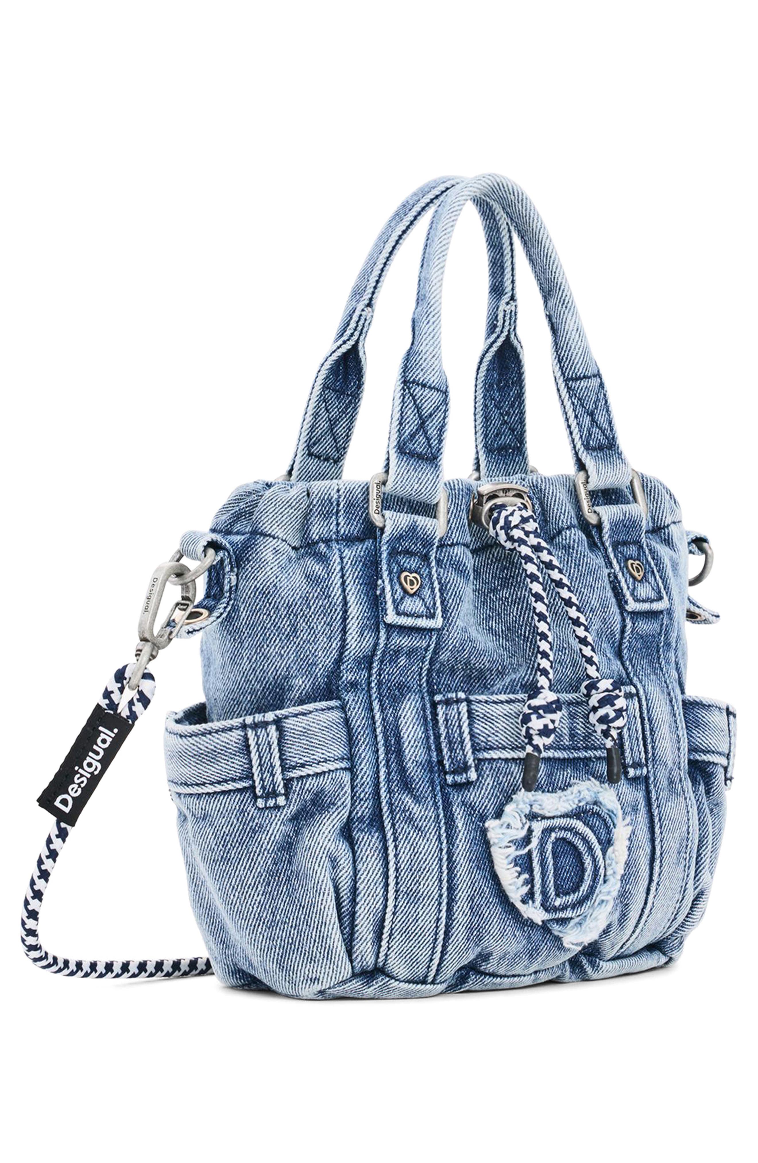Desigual Mini Denim Crossbody Bag, Alternate, color, Light Blue