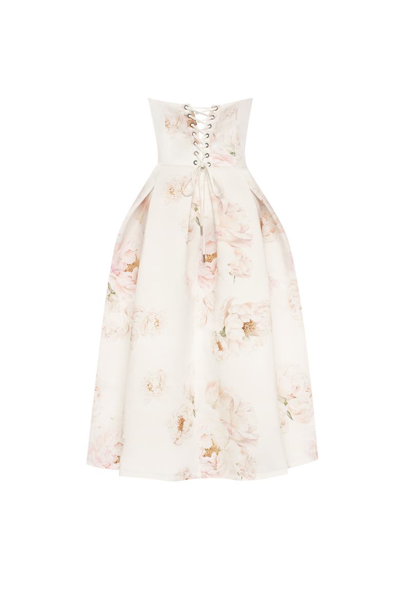 Corset Midi Formal Occasion Dress, Alternate, color, Peony